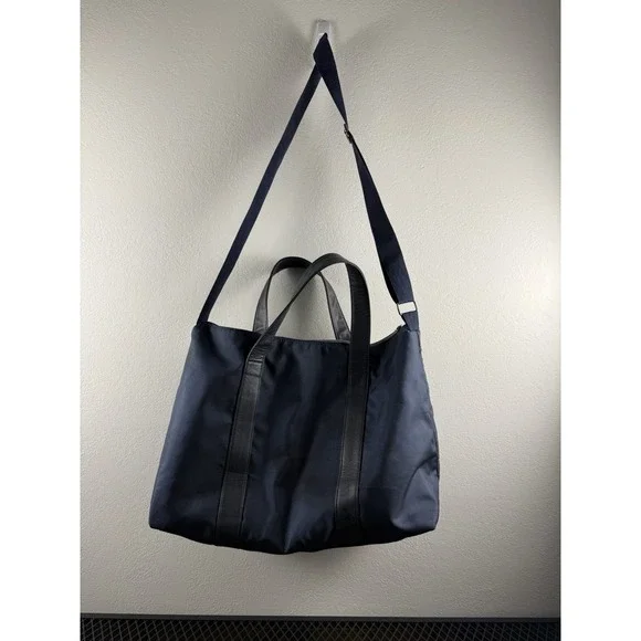 LARGE Jimmy Choo Parfums Luxury Bag Navy Nylon Leather Trim Shoulder Travel Tote - Picture 4 of 16